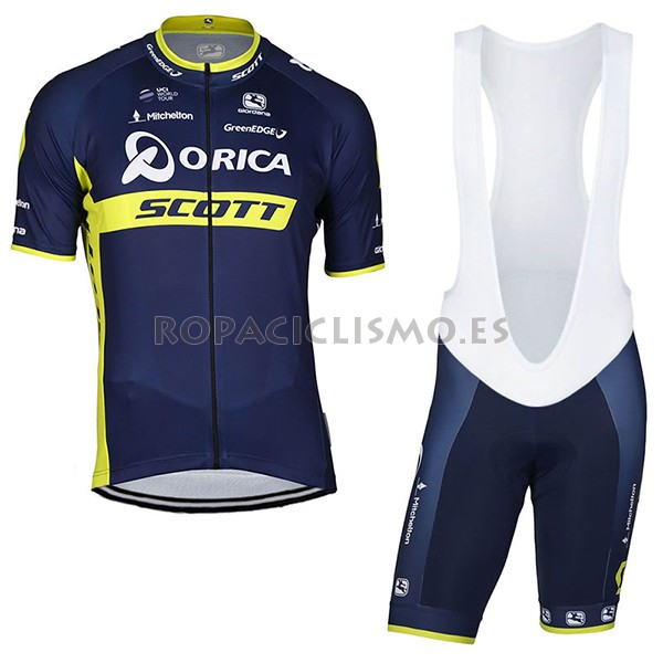 2017 Maillot Orica Scott tirantes mangas cortas azul